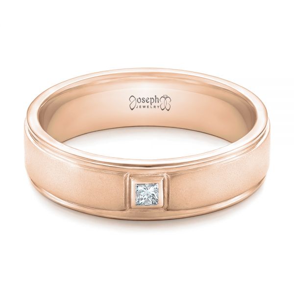 14k Rose Gold 14k Rose Gold Custom Diamond Men's Band - Flat View -  102072