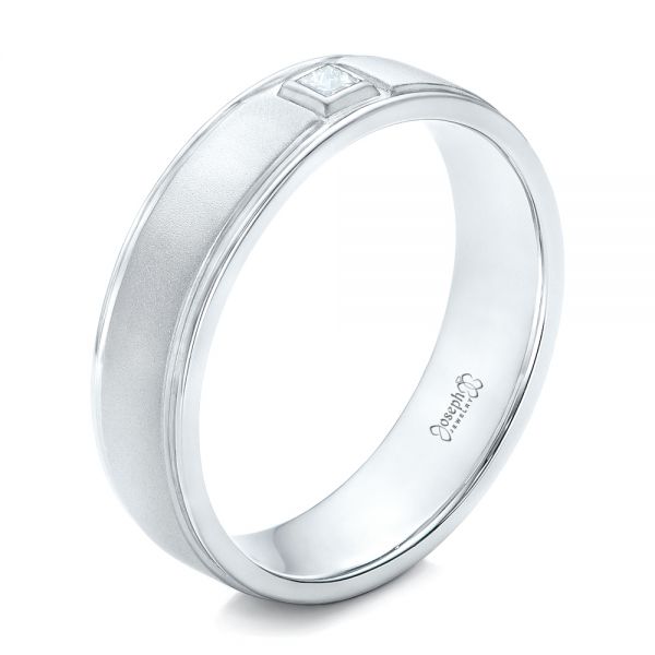 14k White Gold 14k White Gold Custom Diamond Men's Band - Three-Quarter View -  102072