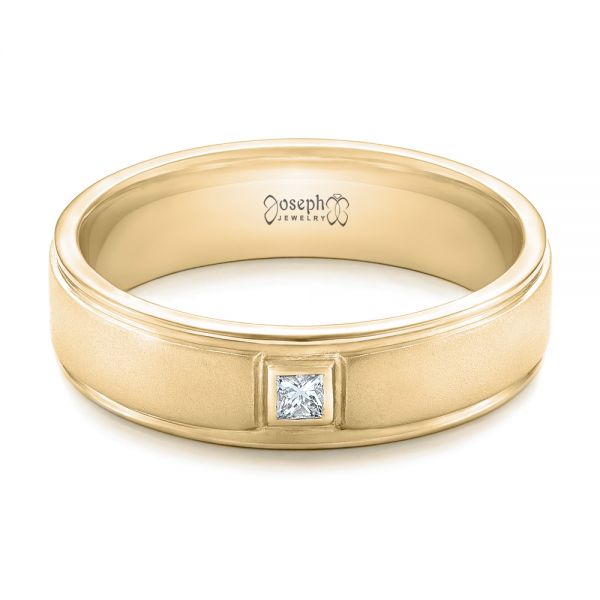 14k Yellow Gold 14k Yellow Gold Custom Diamond Men's Band - Flat View -  102072