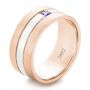  14K Gold And 18k Rose Gold 14K Gold And 18k Rose Gold Custom Purple Sapphire Men's Wedding Band - Three-Quarter View -  102302 - Thumbnail