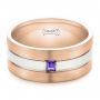  14K Gold And 14k Rose Gold 14K Gold And 14k Rose Gold Custom Purple Sapphire Men's Wedding Band - Flat View -  102302 - Thumbnail