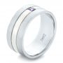  14K Gold And 18k White Gold 14K Gold And 18k White Gold Custom Purple Sapphire Men's Wedding Band - Three-Quarter View -  102302 - Thumbnail