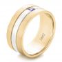  18K Gold And 14k Yellow Gold 18K Gold And 14k Yellow Gold Custom Purple Sapphire Men's Wedding Band - Three-Quarter View -  102302 - Thumbnail