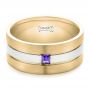  Platinum And 18k Yellow Gold Platinum And 18k Yellow Gold Custom Purple Sapphire Men's Wedding Band - Flat View -  102302 - Thumbnail