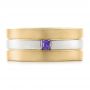  Platinum And 14k Yellow Gold Platinum And 14k Yellow Gold Custom Purple Sapphire Men's Wedding Band - Top View -  102302 - Thumbnail