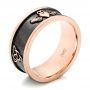 14k Rose Gold Custom Black Antiqued Men's Band - Three-Quarter View -  103134 - Thumbnail