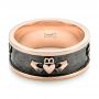 14k Rose Gold Custom Black Antiqued Men's Band - Flat View -  103134 - Thumbnail