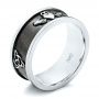 14k White Gold 14k White Gold Custom Black Antiqued Men's Band - Three-Quarter View -  103134 - Thumbnail