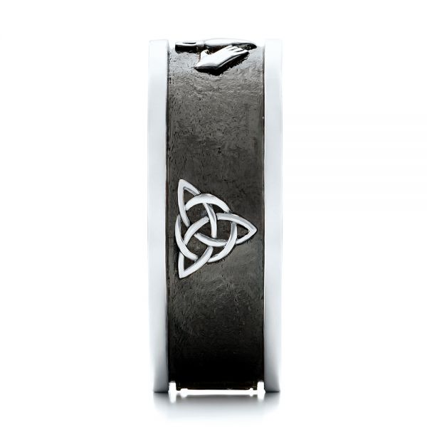 18k White Gold 18k White Gold Custom Black Antiqued Men's Band - Side View - 103134