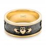 14k Yellow Gold 14k Yellow Gold Custom Black Antiqued Men's Band - Flat View -  103134 - Thumbnail