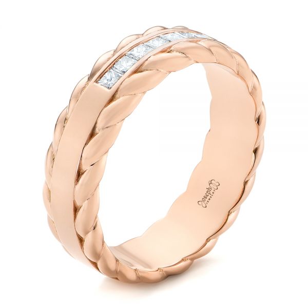 14k Rose Gold Custom Diamond Band - Three-Quarter View -  103532