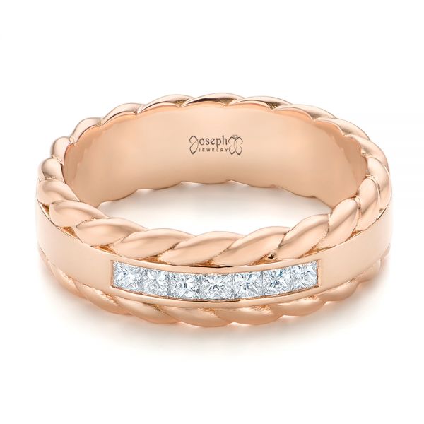 14k Rose Gold Custom Diamond Band - Flat View -  103532