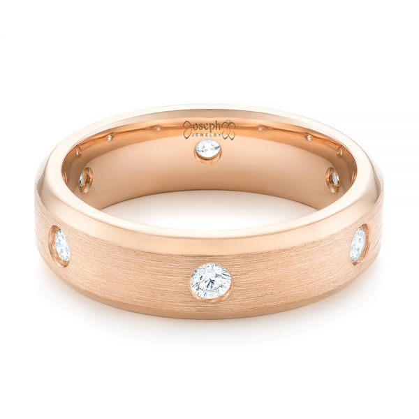 18k Rose Gold Custom Diamond Men's Wedding Band - Flat View - 102874
