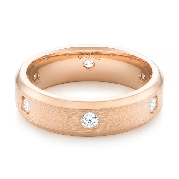 18k Rose Gold Custom Diamond Men's Wedding Band - Flat View -  102874