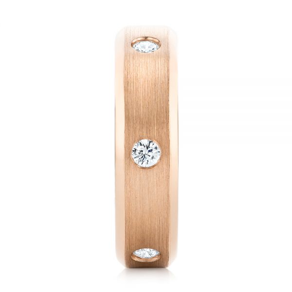 18k Rose Gold Custom Diamond Men's Wedding Band - Side View - 102874