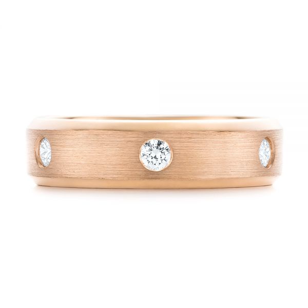 18k Rose Gold Custom Diamond Men's Wedding Band - Top View - 102874