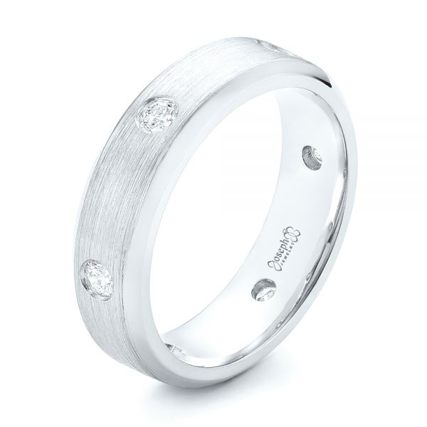  Platinum Platinum Custom Diamond Men's Wedding Band - Three-Quarter View -  102874
