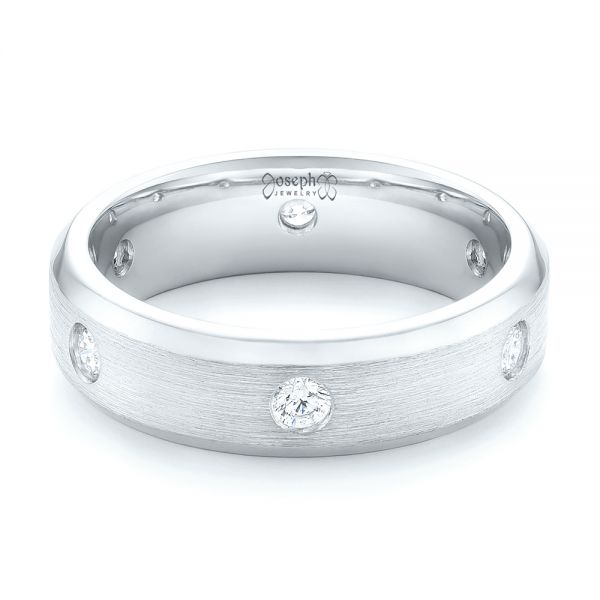 18k White Gold 18k White Gold Custom Diamond Men's Wedding Band - Flat View - 102874