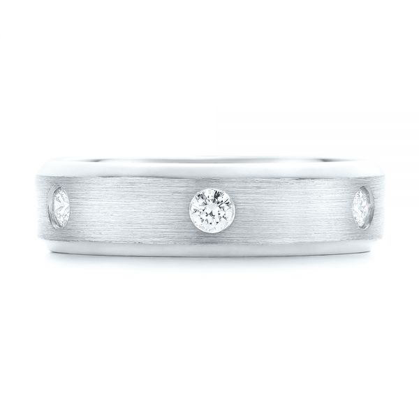 18k White Gold 18k White Gold Custom Diamond Men's Wedding Band - Top View - 102874