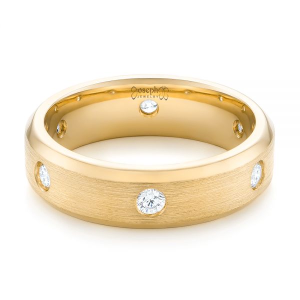 14k Yellow Gold 14k Yellow Gold Custom Diamond Men's Wedding Band - Flat View -  102874