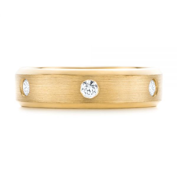 14k Yellow Gold 14k Yellow Gold Custom Diamond Men's Wedding Band - Top View - 102874