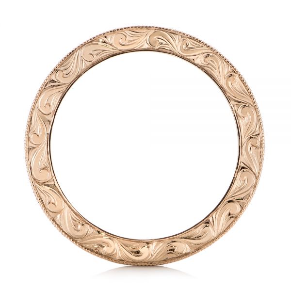 14k Rose Gold Custom Hand Engraved Wedding Band - Front View - 103287