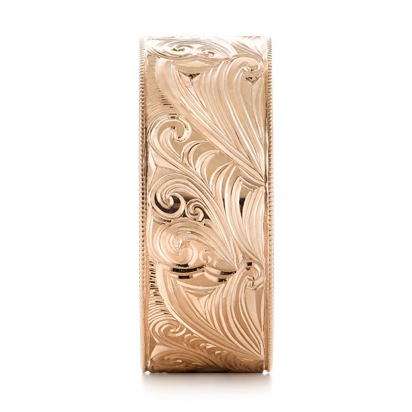 14k Rose Gold Custom Hand Engraved Wedding Band - Side View - 103287