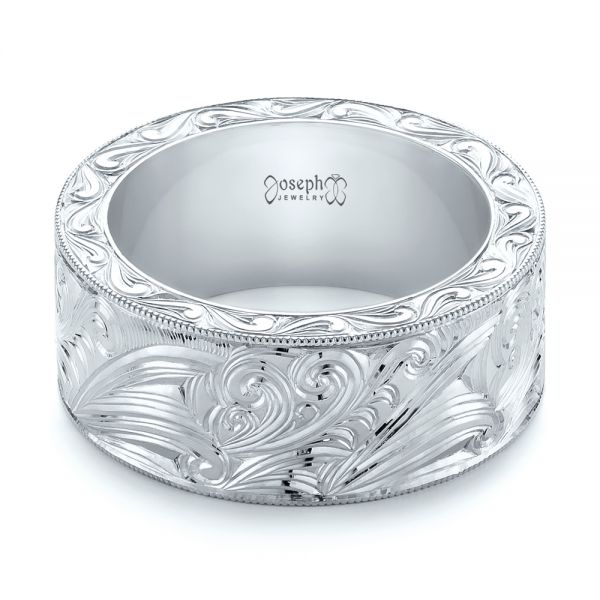  Platinum Platinum Custom Hand Engraved Wedding Band - Flat View -  103287