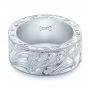 14k White Gold 14k White Gold Custom Hand Engraved Wedding Band - Flat View -  103287 - Thumbnail