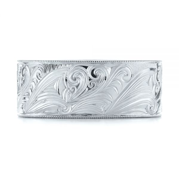  Platinum Platinum Custom Hand Engraved Wedding Band - Top View -  103287
