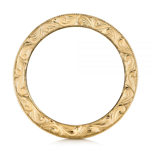 18k Yellow Gold 18k Yellow Gold Custom Hand Engraved Wedding Band - Front View - 103287