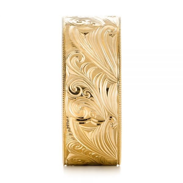 18k Yellow Gold 18k Yellow Gold Custom Hand Engraved Wedding Band - Side View - 103287
