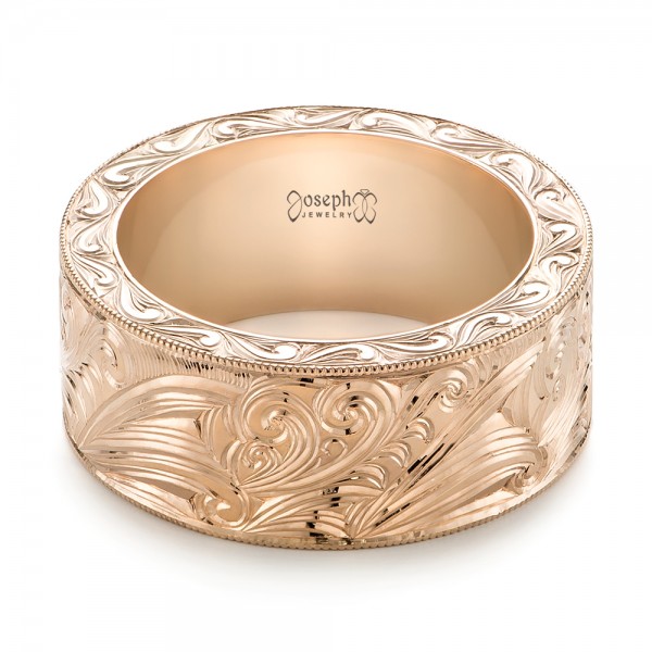 Custom Rose Gold Hand Engraved  Wedding  Band 103286