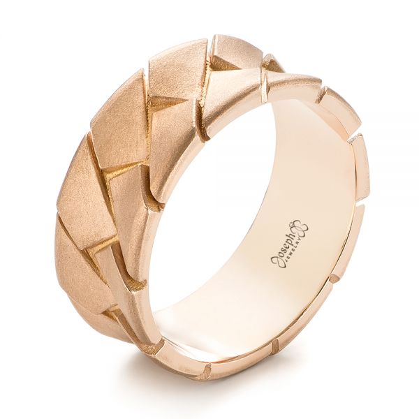 14k Rose Gold Custom Men's Band - Three-Quarter View -  103271