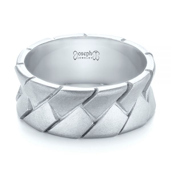 18k White Gold 18k White Gold Custom Men's Band - Flat View - 103271