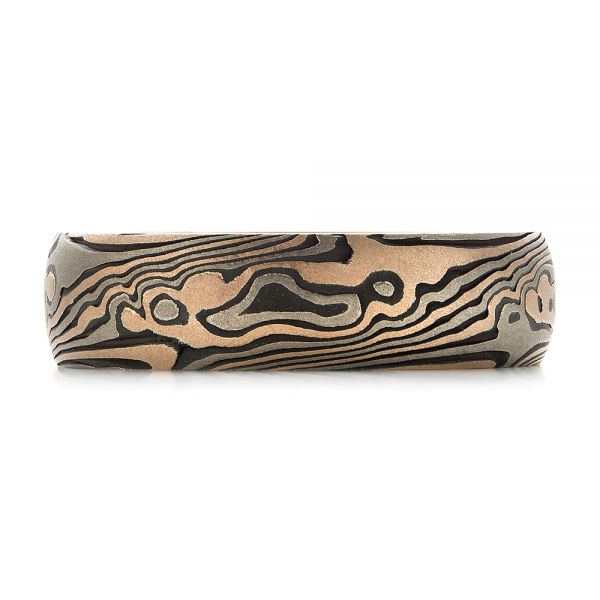 Custom Sandblasted Domed Mokume Men's Band - Top View - 103387