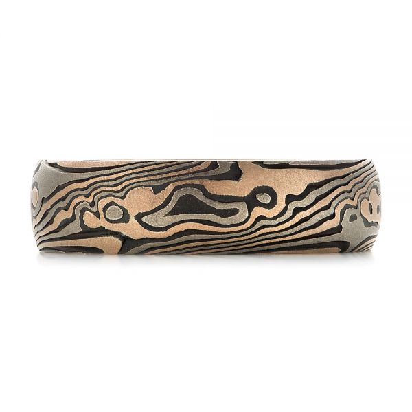 Custom Sandblasted Domed Mokume Men's Band - Top View -  103387