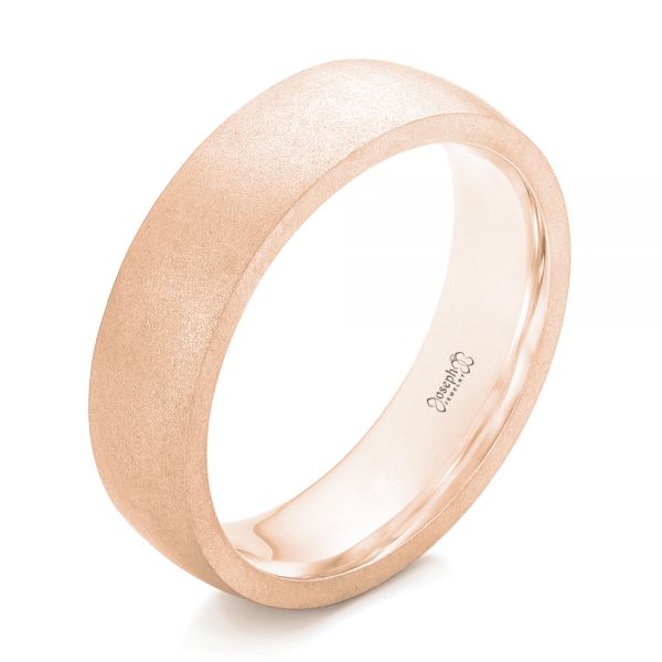 14k Rose Gold 14k Rose Gold Custom Sandblasted Men's Wedding Band - Three-Quarter View -  103207