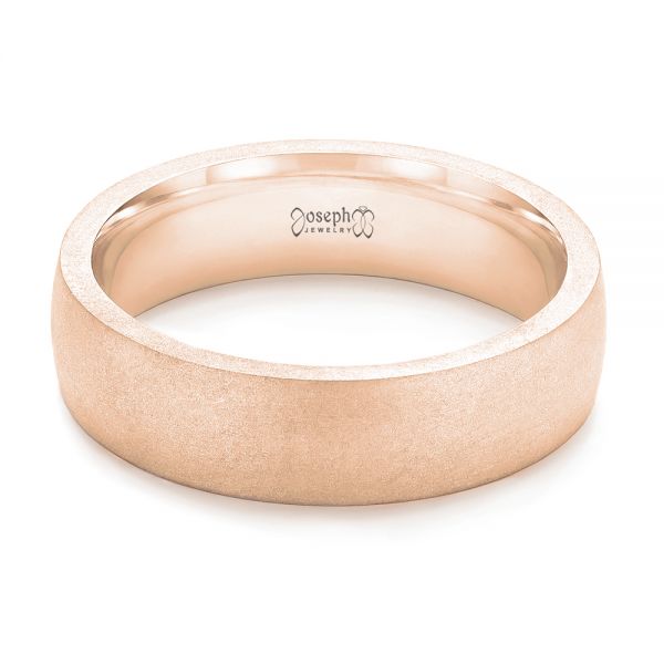 18k Rose Gold 18k Rose Gold Custom Sandblasted Men's Wedding Band - Flat View -  103207