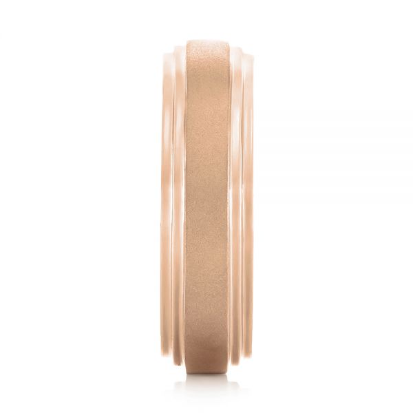 14k Rose Gold 14k Rose Gold Custom Sandblasted Men's Wedding Band - Side View - 103546