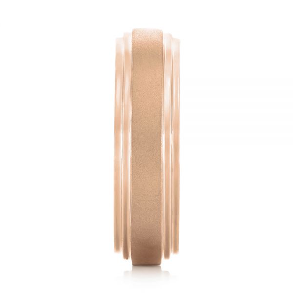 18k Rose Gold 18k Rose Gold Custom Sandblasted Men's Wedding Band - Side View -  103546