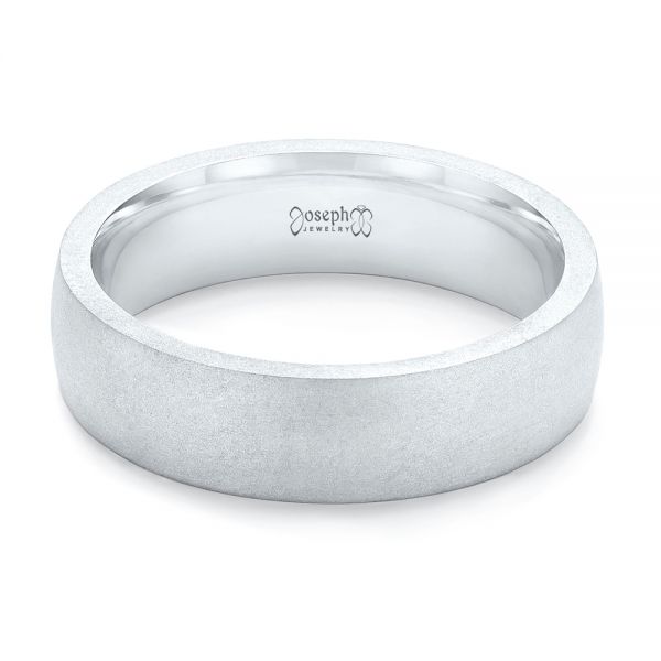 14k White Gold Custom Sandblasted Men's Wedding Band - Flat View -  103207