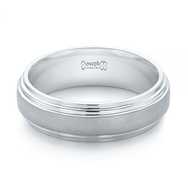 Platinum Custom Sandblasted Men's Wedding Band - Flat View - 103546
