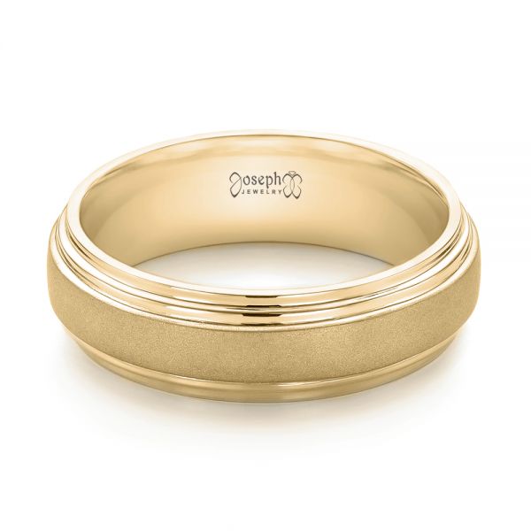 14k Yellow Gold 14k Yellow Gold Custom Sandblasted Men's Wedding Band - Flat View -  103546