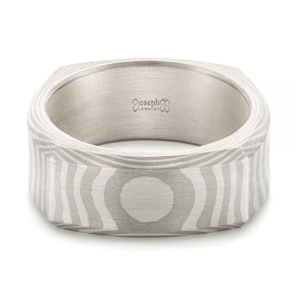 Custom Squared Mokume Pattern Ring - Flat View - 103985