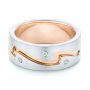  14K Gold And 14k Rose Gold Custom Two-tone Aquamarine Men's Wedding Band - Flat View -  102825 - Thumbnail