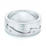  Platinum And Platinum Platinum And Platinum Custom Two-tone Aquamarine Men's Wedding Band - Flat View -  102825 - Thumbnail