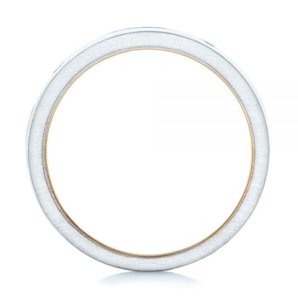 14K Gold And 18k Yellow Gold 14K Gold And 18k Yellow Gold Custom Two-tone Aquamarine Men's Wedding Band - Front View - 102825