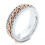  18K Gold And 14k Rose Gold 18K Gold And 14k Rose Gold Custom Two-tone Braided Men's Band - Three-Quarter View -  103482 - Thumbnail