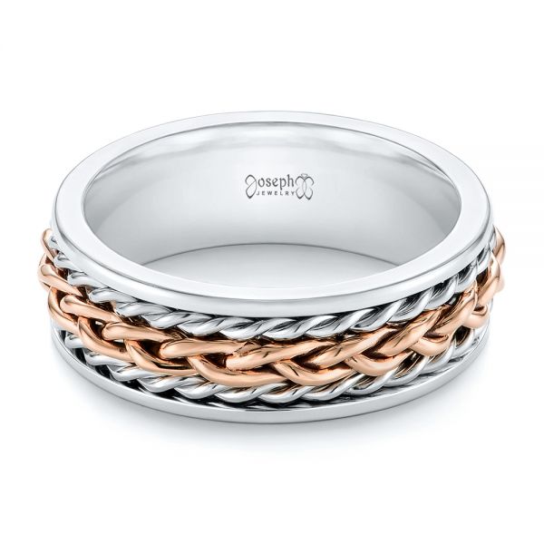  Platinum And 18k Rose Gold Platinum And 18k Rose Gold Custom Two-tone Braided Men's Band - Flat View -  103482